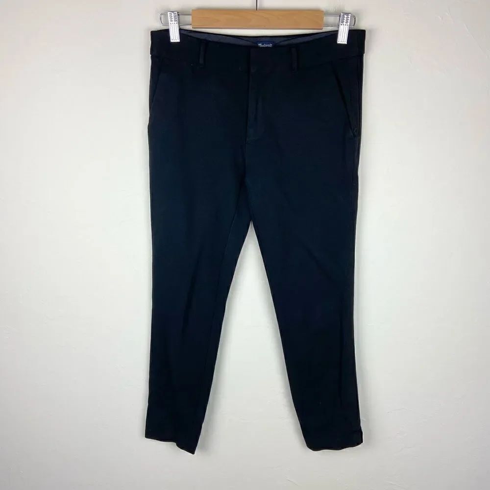 Madewell Straight Leg Pleated Stretch Pant - Black